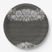 ウッド&素朴ホワイトレースファームハレースのようウハウスシックパーティー ペーパープレート (正面)