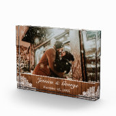 ウッド&素朴ホワイトレースフォトオーバーレイガラスブロック フォトブロック (右)