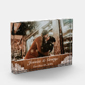 ウッド&素朴ホワイトレースフォトオーバーレイガラスブロック フォトブロック (左)