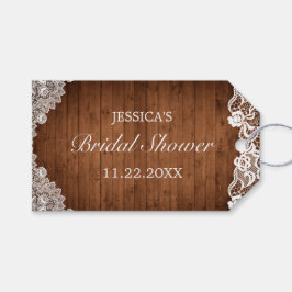 ウッド&素朴ホワイトレースブライダルシャワーありがとう ギフトタグ