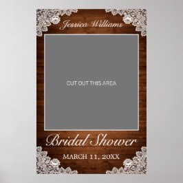 ウッド&素朴ホワイトレースブライダルシャワーフォトプロップ ポスター