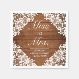 ウッド&素朴ホワイトレースブライダルシャワーミセスへ スタンダードカクテルナプキン