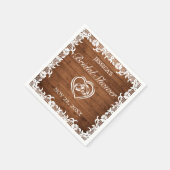 ウッド&素朴ホワイトレースブライダルシャワー スタンダードカクテルナプキン (角)