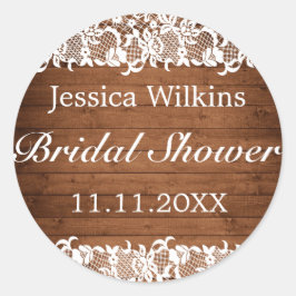 ウッド&素朴ホワイトレースブライダルシャワー ラウンドシール
