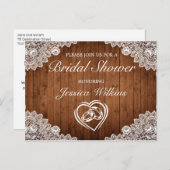 ウッド&素朴ホワイトレースブライダルシャワー 案内ポストカード (正面/裏面)