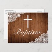 ウッド&素朴ホワイトレースベビーバプテスマ 案内ポストカード (正面/裏面)