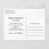 ウッド&素朴ホワイトレースベビーバプテスマ 案内ポストカード (裏面)