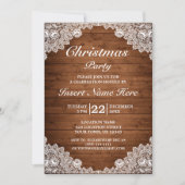 ウッド&素朴ホワイトレースメリークリスマスパーティー 招待状 (正面)