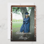 ウッド&素朴ホワイトレース写真卒業 招待状 (裏面)