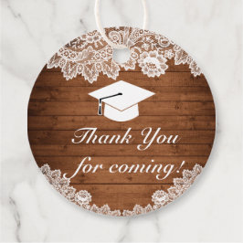 ウッド&素朴ホワイトレース卒業ありがとう フェイバータグ