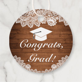 ウッド&素朴ホワイトレース卒業おめでとう フェイバータグ