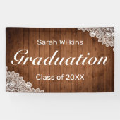 ウッド&素朴ホワイトレース卒業バナー 横断幕 (横)