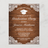 ウッド&素朴ホワイトレース卒業招待状 ポストカード (正面)