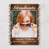 ウッド&素朴ホワイトレース卒業発表 ポストカード (正面)