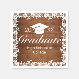 ウッド&素朴ホワイトレース卒業 スタンダードカクテルナプキン