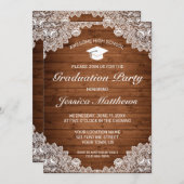 ウッド&素朴ホワイトレース卒業 招待状 (正面/裏面)