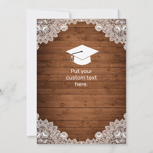 ウッド&素朴ホワイトレース卒業 案内状 (裏面)