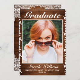 ウッド&素朴ホワイトレース卒業 案内状