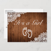 ウッド&素朴ホワイトレース女の子だ 案内ポストカード (正面/裏面)