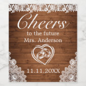 ウッド&素朴ホワイトレース応援ブライダルシャワー ワインラベル (シングルラベル)