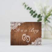 ウッド&素朴ホワイトレース男の子 案内ポストカード (スタンド正面)