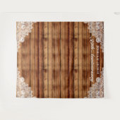 ウッド&素朴ホワイトレース記念写真 タペストリー (正面(横))