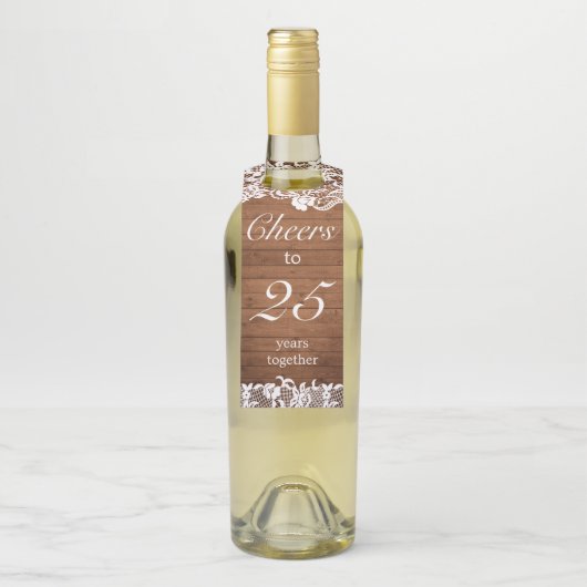 ウッド&素朴ホワイトレース記念日 ボトルネックタグ (ボトル)