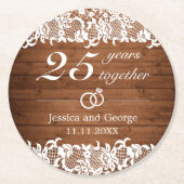 ウッド&素朴ホワイトレース記念日 ラウンドペーパーコースター (正面)