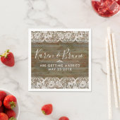 ウッド&素朴ホワイトヴィンテージフローラレース スタンダードカクテルナプキン (インサイチュ)