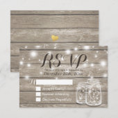 ウッド&素朴メイソンジャイルストリングライツウェディングRSVP 出欠カード (正面/裏面)