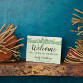 ウッド&素朴ユーカリプタスウェルカム結婚ズゲストブック フォトプラーク (側面)