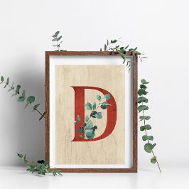 ウッド&素朴ユーカリ文字Dポスタープリント ポスター