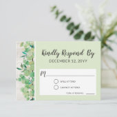 ウッド&素朴ユーカリ結婚式招待状RSVP 出欠カード (スタンド正面)