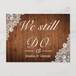 ウッド&素朴レーススチルドアニバーサリー招待状 案内ポストカード