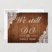 ウッド&素朴レーススチルドアニバーサリー招待状 案内ポストカード (正面/裏面)