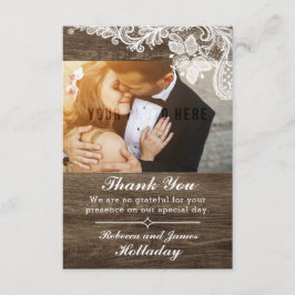 ウッド&素朴ヴィンテージレース結婚の感謝 サンキューカード