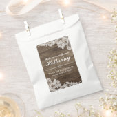 ウッド&素朴ヴィンテージレース結婚ズパーソナライズされた フェイバーバッグ (クリップ留めされた状態)