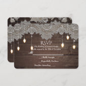 ウッド&素朴ヴィンテージレース&ライトエレガント 出欠カード (正面/裏面)