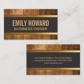 ウッド |金ゴールドトリムバナー 名刺 (正面/裏面)