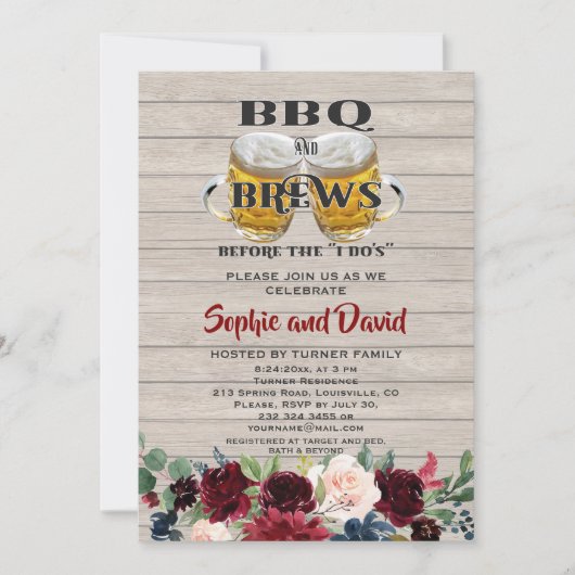 ウッド BBQ & BREWS "I DO'S" 婚約前のひととき 招待状 (正面)