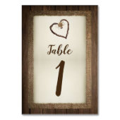 ウッド、Burlap、Twineのハート結婚のテーブル番号 テーブルナンバー (裏面)