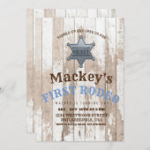 ウッド | Sheriff Western First Rodeo誕生日パーティー 招待状 (正面/裏面)