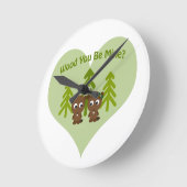 ウッドYou Be Mine Beavers ラウンド壁時計 (傾斜)