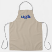 ウッベージュタンとブルーモダンタイポグラフィおもしろい エプロン (正面)