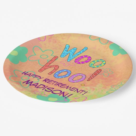 ウッホワード文字アートネームパーソナライズされた退職 ペーパープレート (アングル)