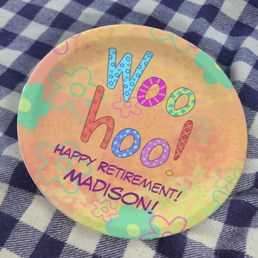 ウッホワード文字アートネームパーソナライズされた退職 ペーパープレート