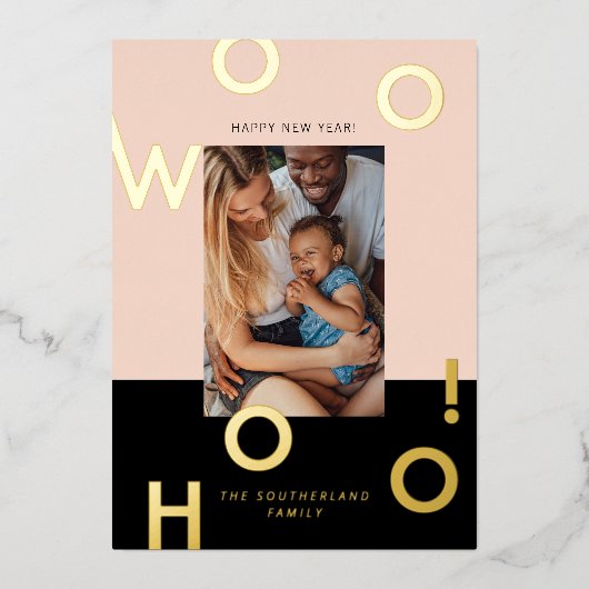 ウッホー!年賀状ミニマルはっきりした写真 箔シーズンカード (正面)
