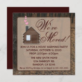 ウッ素朴ズ·ログ·キャビン新しいホーム·招待状 招待状 (正面/裏面)