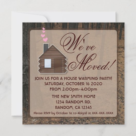 ウッ素朴ズ·ログ·キャビン新しいホーム·招待状 招待状 (正面)