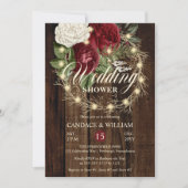 ウッ素朴ディ点灯リースウェディングシャワー 招待状 (正面)